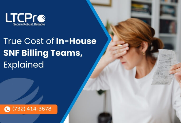 Infographic showing the true cost of in-house billing teams in skilled nursing facilities including denials, turnover, and revenue leakage