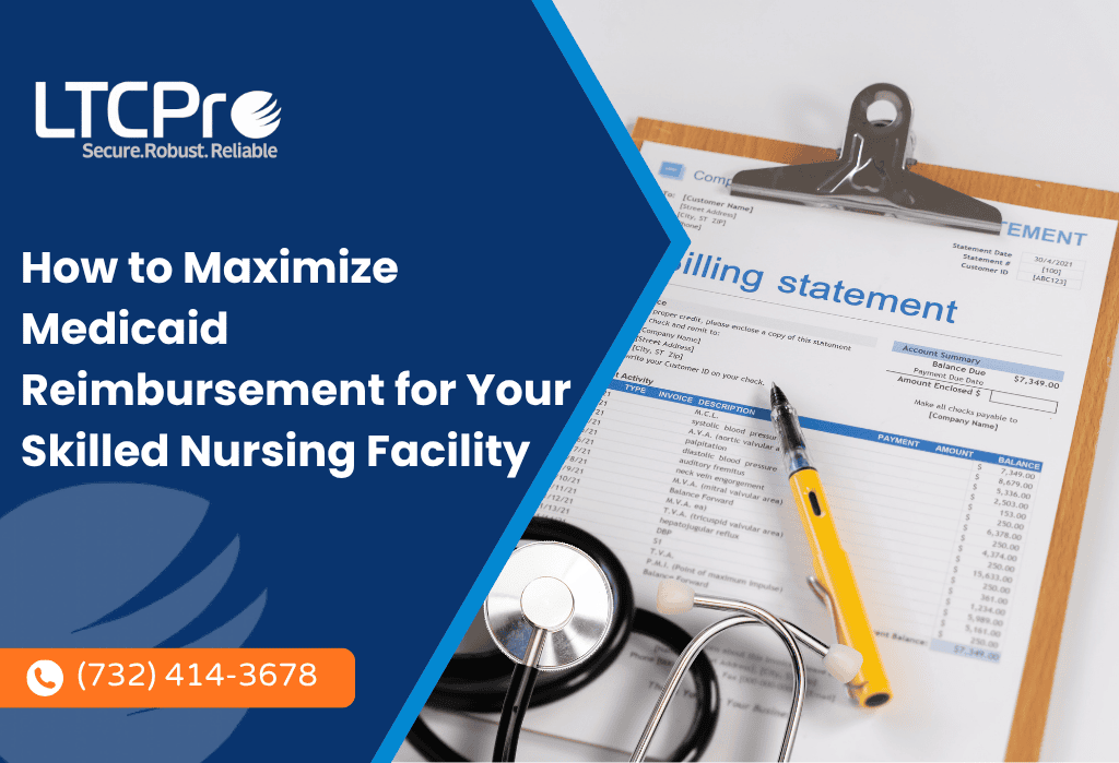 Billing statement and stethoscope representing how to maximize Medicaid reimbursement for skilled nursing facilities