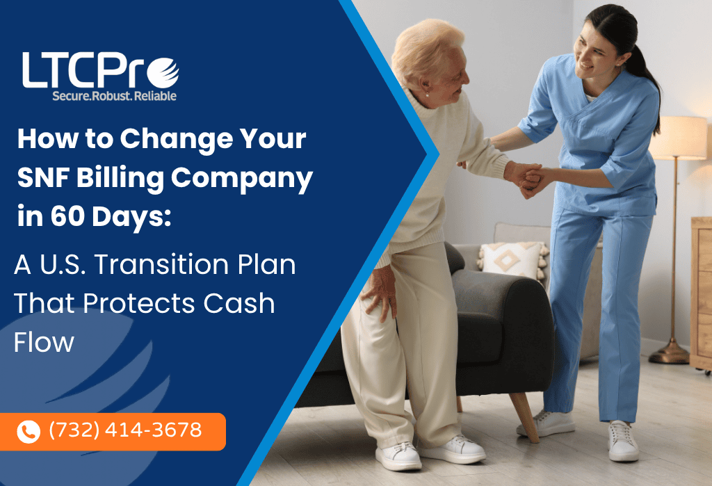 Caregiver supporting senior resident during change SNF billing company process