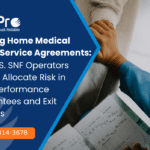 Paperwork review illustrating nursing home medical billing service agreements and risk terms